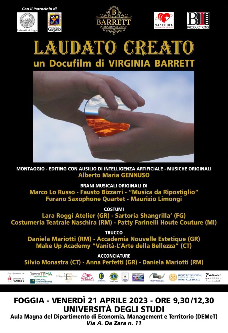 La mia musica è parte della colonna sonora del Docufilm di Virginia Barrett sul Creato